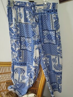 Mlle Gabrielle Blue and White Wide Leg Pants